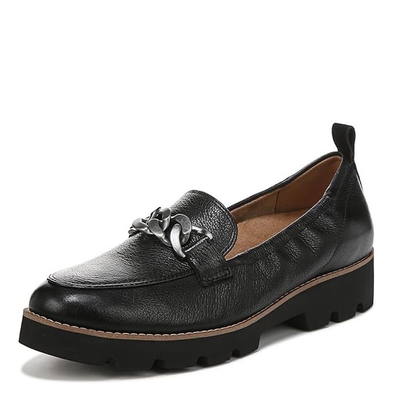 Vionic Black Leather Chain-Trim Loafers - Picture 13 of 16
